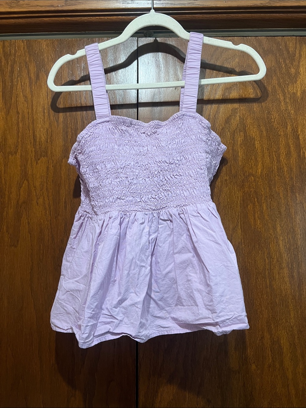 Derek Heart Lavender Smocked Baby Doll Tank Top